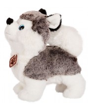 Jucărie de pluș Amek Toys - Husky cu ochi albaștri strălucitori, 19 cm