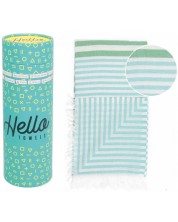 Prosop de plajă în cutie Hello Towels - Bali, 100 x 180 cm, 100% bumbac, turcoaz-verde