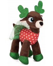 Jucărie de pluș Amek Toys - Ren cu rochie verde de Crăciun, 30 cm