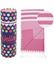 Prosop de plajă în cutie Hello Towels - Malibu, 100 x 180 cm, 100% bumbac, roz