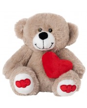 Jucărie de pluș Amek Toys - Ursuleț de pluș cu inimă, bej, 19 cm