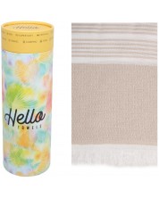 Prosop de plajă în cutie Hello Towels - New Collection, 100 x 180 cm, 100% bumbac, bej