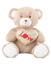 Jucărie de pluș Amek Toys - Ursuleț de pluș cu inimă, bej, 24 cm -1