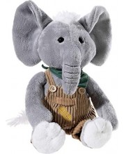 Jucarie de plus Heneuc - Elefant Eddie, cu salopeta, 35 cm