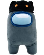 Figurină de pluș YuMe Games: Among Us - Black Crewmate with Cat Head Hat, 30 cm -1