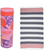 Prosop de plajă în cutie Hello Towels - New Collection, 100 x 180 cm, 100% bumbac, albastru-roșu -1