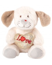 Jucărie de pluș Amek Toys - Câine cu inimă, alb, 24 cm -1