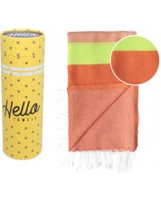 Prosop de plajă în cutie Hello Towels - Neon, 100 x 180 cm, 100% bumbac, portocaliu-verde