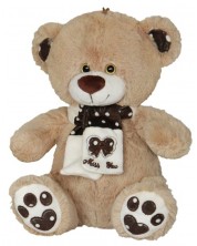 Jucărie de pluș Amek Toys - Ursuleț cu eșarfă pepit, 30 cm, maro