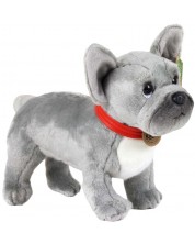 Jucărie de pluș Rappa Eco friends - Câine buldog francez, în picioare, gri, 30 cm -1