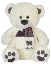 Jucărie de pluș Amek Toys - Ursuleț cu eșarfă pepit, 30 cm, albă -1