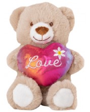Jucărie de pluș Amek Toys - Ursuleț de pluș cu inimă de cameleon, maro, 16 cm
