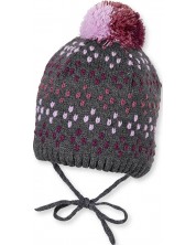 Căciulă de iarnă tricotată Sterntaler - 45 cm, 6-9 luni, gri-roz