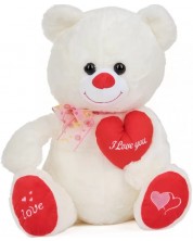 Ursuleț Tea Toys - cu inima, alb, 47 cm