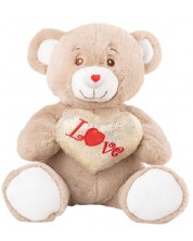 Jucărie de pluș Amek Toys - Ursuleț de pluș cu inimă, 35 cm	 -1