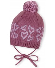Căciulă de iarnă tricotată cu ciucuri Sterntaler - 47 cm, 9-12 luni, roz -1