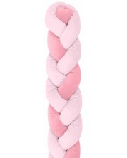 Apărătoare pentru pătuț  de pluș KikkaBoo - 3 împletituri, 210 cm, Pink -1