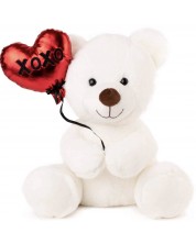 Jucărie de pluș Amek Toys - Urs alb cu inimă, 38 cm