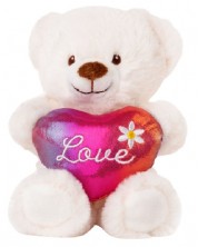 Jucărie de pluș Amek Toys - Ursuleț de pluș cu inimă de cameleon, alb, 16 cm -1