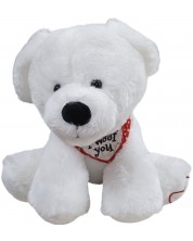 Jucărie de pluș Amek Toys - Câine alb cu eșarfă, 27 cm