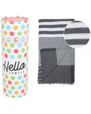 Prosop de plajă în cutie Hello Towels - Malibu, 100 x 180 cm, 100% bumbac, alb-negru
