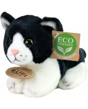 Jucărie de pluș Rappa Eco Friends - Pisoi, negru și alb, cu sunet, 15 cm