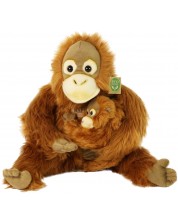 Jucărie de pluș Rappa Eco friends - Orangutan 28 cm, baby 15 cm -1