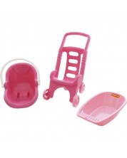 Set accesorii pentru papusi Polesie Toys - Pink line 3 in 1 -1