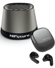 Boxă portabilă și căști HiFuture - Mega S + ChromeBuds, argintiu/negru