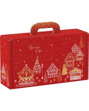 Cutie de cadou Giftpack - Bonnes Fêtes, Auriu cu rosu, 33 x 18.5 x 9.5 cm