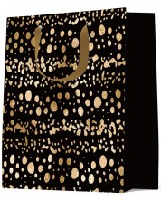 Sacosa de cadou S. Cool - negru cu auriu, L