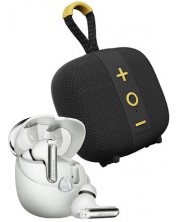 Boxă portabilă și căști HiFuture - Lino S + SonicAir, alb-negru