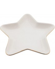 Farfurie de porțelan HIT - Star, 18 cm, alb cu auriu -1