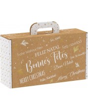 Cutie de cadou Giftpack - Bonnes Fêtes, kraft și alb, 33 x 18.5 x 9.5 cm
