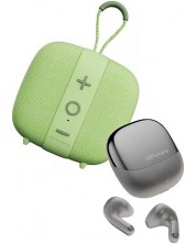 Boxă portabilă și căști HiFuture - Lino S + ChromeBuds, verde/gri - imagine 1