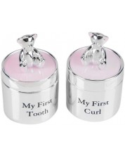 Set cutii placate cu argint primul dinte si prima suvita de par Widdop - Bambino, roz