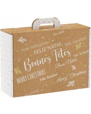 Cutie de cadou Giftpack Bonnes Fêtes - Kraft și alb, 34.2 cm -1