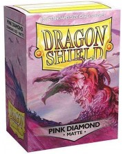 Protecții pentru cărți de joc Dragon Shield Sleeves - Matte Pink Diamond (100 buc.) -1