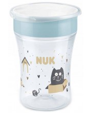 Cană de tranziție NUK - Magic Cup, 8 m+, 230 ml, pisică și câine, gri -1