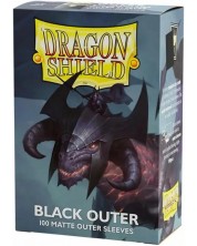 Protecții pentru cărți de joc Dragon Shield Dual Sleeves - Matte Black Outer (100 buc.)