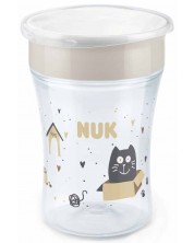 Cană de tranziție NUK - Magic Cup, 8 m+, 230 ml, Cat & Dog, bej