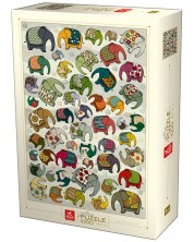Puzzle Deico Games din 1000 de piese - Pattern, Elephants -1