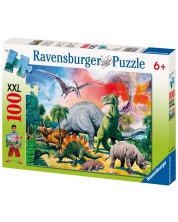 Puzzle Ravensburger de 100 maxi piese - Cu dinozauri