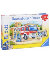 Puzzle Ravensburger din 2х12 piese - Politist si pompieri