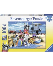 Puzzle Ravensburger din 100 XXL de piese - Fara catei pe plaja -1