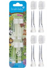 Sfaturi de înlocuire pentru periuța de dinți Brush Baby - Wild Ones, 0-10 ani, 4 bucăți