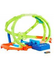 Pistă de curse Hot Wheels Stunt Tracks - Hypersphere Crash, cu mașinuță 1:64