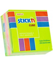 Notite adezive Stick'n - 51 x 51 mm, 4 culori neon, 100 file