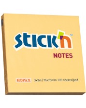 Notite adezive Stick'n - 76 x 76 mm, portocaliu pastel, 100 file -1