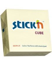 Notite adezive Stick'n - 76 x 76 mm, galben pastel, 400 file